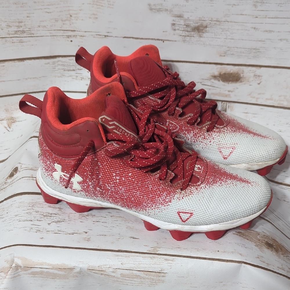 Under Armour Red and White Cleats